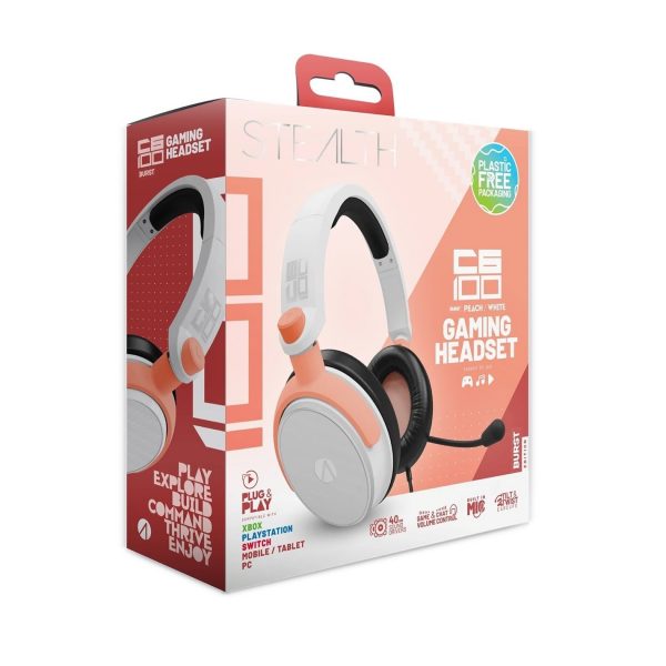 Stealth C6-100 Burst Gaming Headset PS4 PS5 XBOX Switch & PC - Peach & White - Image 9