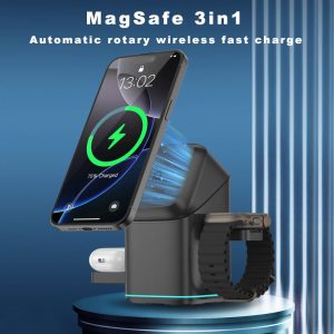 3 in 1 Auto Rotation Magnetic Wireless Charger